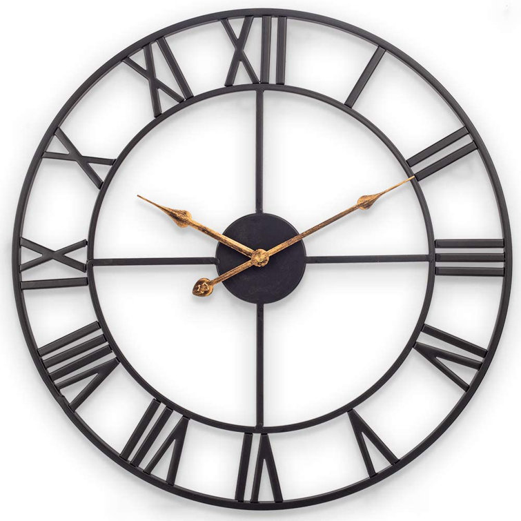 Gracie Oaks Large Wall Clock, European Farmhouse Vintage Wall Clock